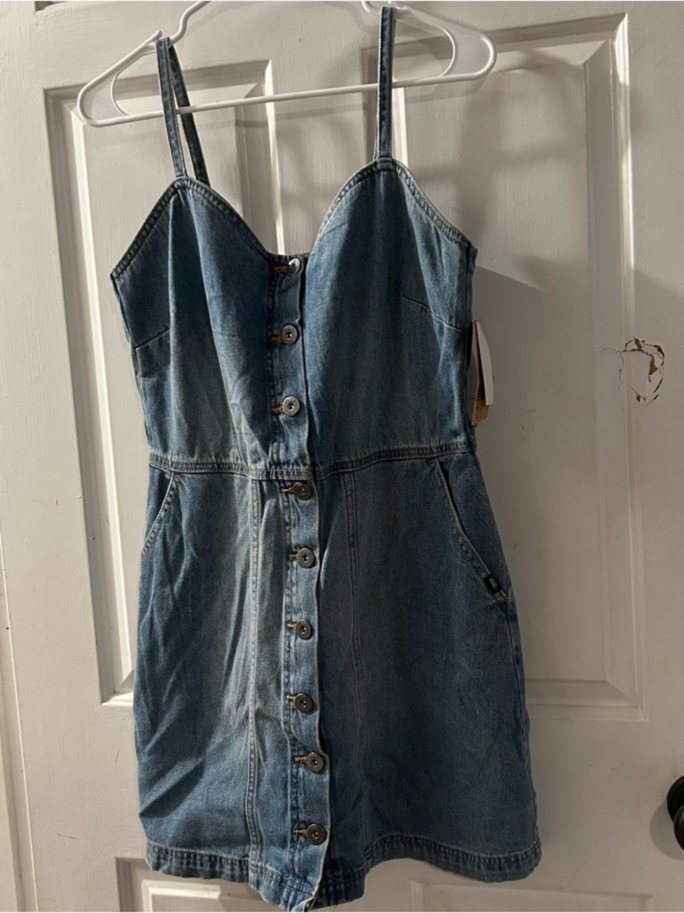 Vans Blue Denim Button-Front Mini Dress